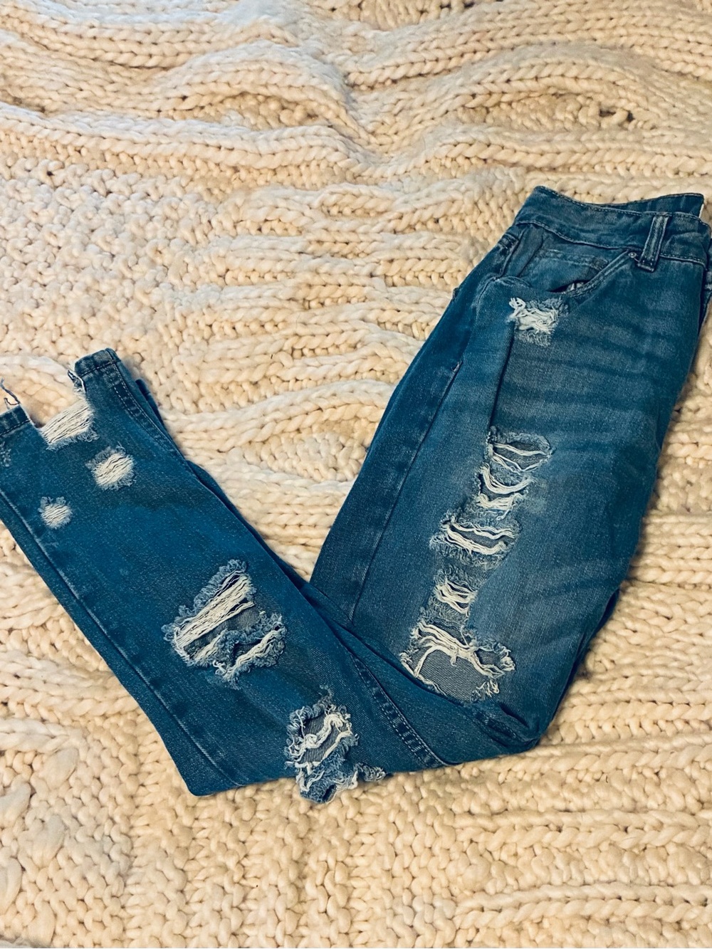 Distressed Mid Wash Women’s Jeans